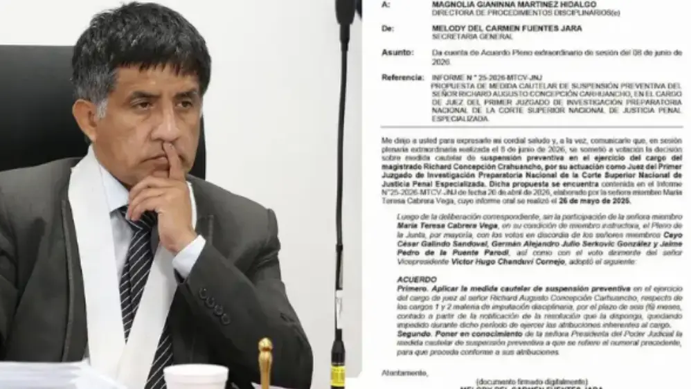 La JNJ resolvió suspender temporalmente al juez Richard Concepción Carhuancho